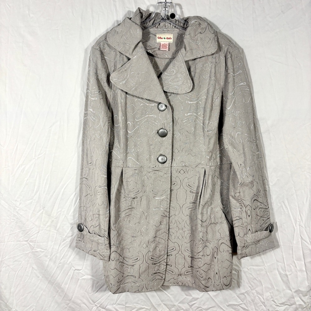 Vintage Toffee Apple Light Gray Embossed Trench Coat